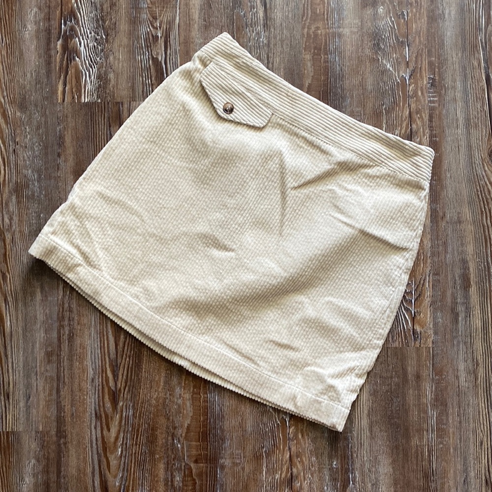 Oscar Street Beige Neutral Corduroy 100% Cotton Mini Skirt